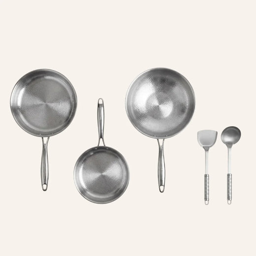 Riva Titanium Hammered Cookware Set